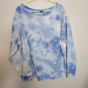 Extra Large Splendid Tie Dye Blue White Wafflw Knit Tshirt